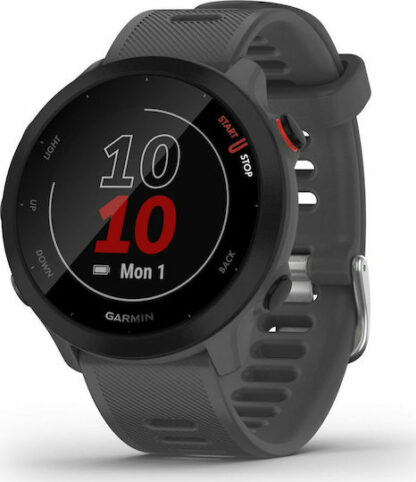 Garmin Forerunner 55 42mm Αδιάβροχο Smartwatch με Παλμογράφο (Monterra Grey)