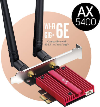 Cudy WE3000S Ασύρματη Κάρτα Δικτύου Wi‑Fi 6E (5400Mbps) PCI-e