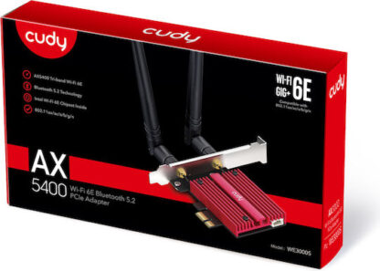 Cudy WE3000S Ασύρματη Κάρτα Δικτύου Wi‑Fi 6E (5400Mbps) PCI-e