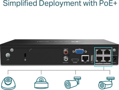 TP-LINK Vigi v1 Καταγραφικό NVR 4 Καναλιών με Ανάλυση 4K VIGI NVR1004H-4P