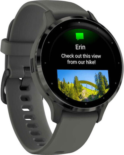 Garmin Venu 3S Stainless Steel 41mm Αδιάβροχο Smartwatch με Παλμογράφο (Slate Stainless Steel Bezel with Pebble Gray Case and Silicone Band)