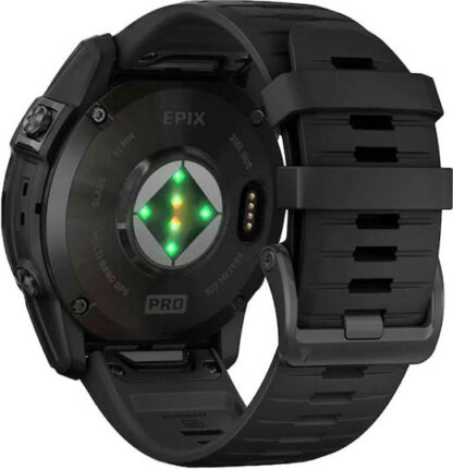 Garmin Epix Pro Stainless Steel 51mm Αδιάβροχο Smartwatch με Παλμογράφο (Slate Grey with Black Band)