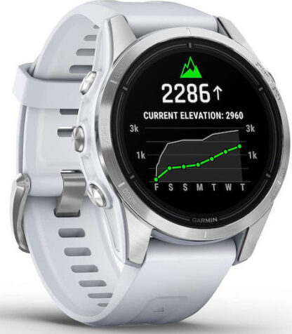 Garmin Epix Pro (Gen 2) Stainless Steel 42mm Αδιάβροχο Smartwatch με Παλμογράφο (Silver with Whitestone)