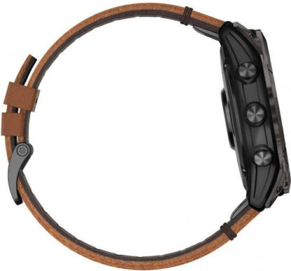 Garmin Epix Pro (Gen 2) Sapphire Edition Titanium 51mm Αδιάβροχο Smartwatch με Παλμογράφο (Carbon Gray DLC Titanium with Chestnut Leather)