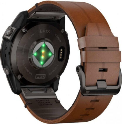 Garmin Epix Pro (Gen 2) Sapphire Edition Titanium 51mm Αδιάβροχο Smartwatch με Παλμογράφο (Carbon Gray DLC Titanium with Chestnut Leather)