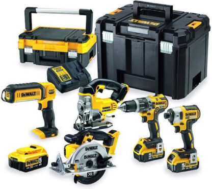Dewalt Σετ Δισκοπρίονο & Δραπανοκατσάβιδο & Παλμικό Κατσαβίδι & Σέγα & Φακός 18V με 3 Μπαταρίες 5Ah και Θήκη Κωδικός: DCK551P3T