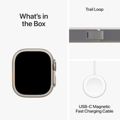 Apple Watch Ultra 2 Titanium 49mm Αδιάβροχο με eSIM και Παλμογράφο (Green/Grey Trail Loop M/L)