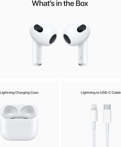 Apple AirPods (3rd generation) with Lightning Charging Case Earbud Bluetooth Handsfree Ακουστικά με Αντοχή στον Ιδρώτα και Θήκη Φόρτισης Λευκά