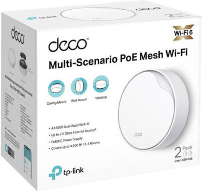 TP-LINK Deco X50-PoE (2pack) v1 WiFi Mesh Network Access Point Wi‑Fi 5 Dual Band (2.4 & 5GHz) σε Διπλό Kit