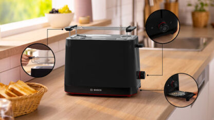 Bosch MyMoment Φρυγανιέρα 2 Θέσεων 950W Μαύρη Κωδικός: TAT3M123
