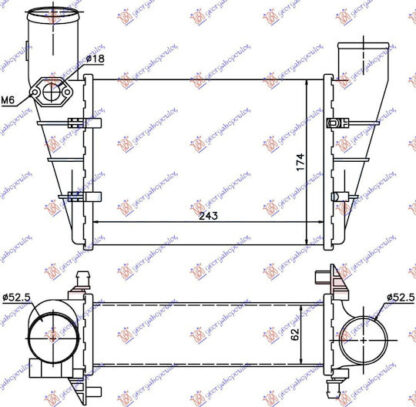 Ψυγείο Intercooler Βενζίνη-πετρ 24x17,5x62 Audi A4 94-00 058145805g 1 Τεμ