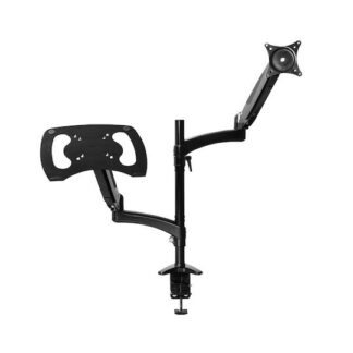 Ergo Office ER-751 Monitor Desk Mount Gas Spring 9kg Adjustable VESA 75x75 100x100 17  - 32  White Silver Clamp Mount Single Arm LED LCD QLED OLED