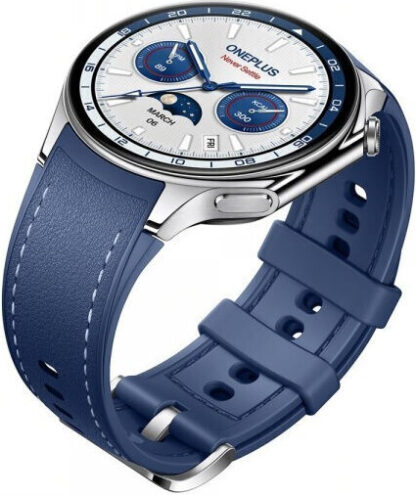 OnePlus Watch 2 Stainless Steel 47mm Αδιάβροχο με Παλμογράφο (Nordic Blue Edition)
