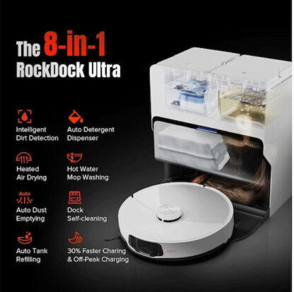 Roborock S8 MaxV Ultra Σκούπα Ρομπότ για Σκούπισμα & Σφουγγάρισμα με Χαρτογράφηση και Wi-Fi Λευκή