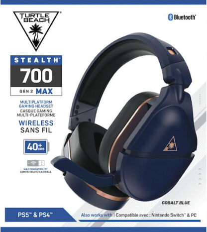 Turtle Beach Stealth 700P Gen 2 Max Ασύρματο Over Ear Gaming Headset με σύνδεση USB Cobalt Blue for PS4 / PS5