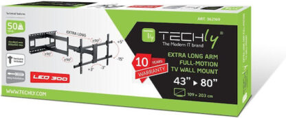 Techly ICA-PLB 490 Βάση Τηλεόρασης Τοίχου με Βραχίονα έως 80" και 50kg