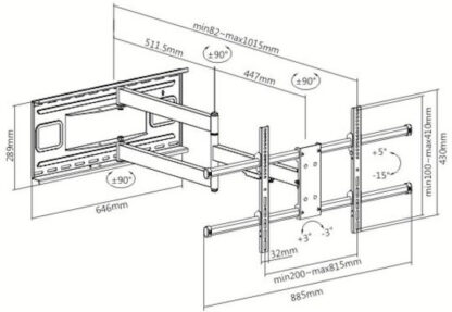 Techly ICA-PLB 490 Βάση Τηλεόρασης Τοίχου με Βραχίονα έως 80" και 50kg