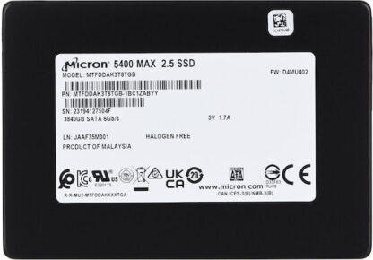Micron 5400 Max SSD 3.8TB 2.5'' SATA III Κωδικός: MTFDDAK3T8TGB-1BC1ZABYYR