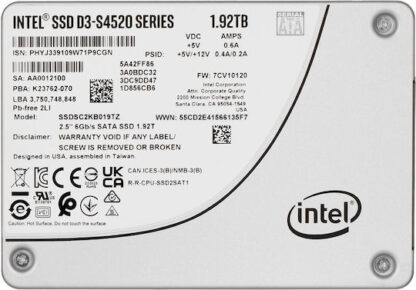 SSD Solidigm (Intel) S4520 1.92TB SATA 2.5  SSDSC2KB019TZ01 (DWPD up to 3)