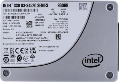 SSD Solidigm (Intel) S4520 960GB SATA 2.5  SSDSC2KB960GZ01 (DWPD up to 3)