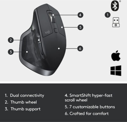Logitech MX Master 2S Bluetooth Edition Ασύρματο Ποντίκι Graphite