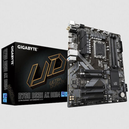 Gigabyte B760 DS3H AX DDR4 Motherboard - Supports Intel Core 14th CPUs  8+2+1 Phases Digital VRM  up to 5333MHz DDR4 (OC)  2xPCIe 4.0 M.2  Wi-Fi 6E  GbE LAN  USB 3.2 Gen 2