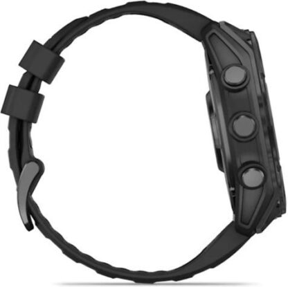 Garmin Fenix 8 Stainless Steel 51mm Αδιάβροχο Smartwatch με Παλμογράφο (Slate Grey With Black Silicone Band)