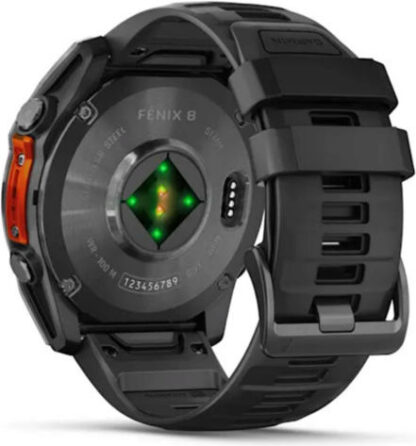 Garmin Fenix 8 Stainless Steel 51mm Αδιάβροχο Smartwatch με Παλμογράφο (Slate Grey With Black Silicone Band)