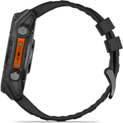 Garmin Fenix 8 Stainless Steel 51mm Αδιάβροχο Smartwatch με Παλμογράφο (Slate Grey With Black Silicone Band)