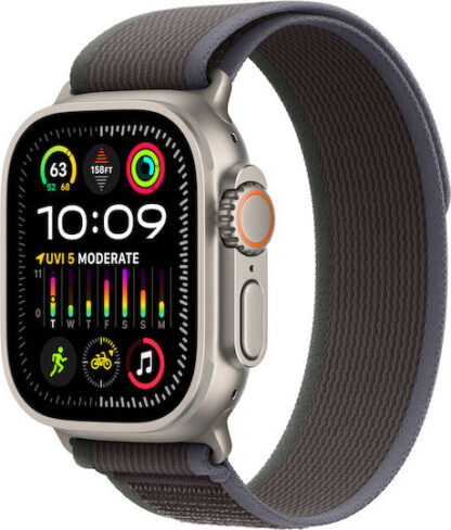 Apple Watch Ultra 2 Titanium 49mm Αδιάβροχο με eSIM και Παλμογράφο (Blue/Black Trail Loop - S/M)