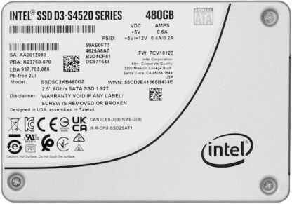 SSD Solidigm (Intel) S4520 480GB SATA 2.5  SSDSCKKB480GZ01 (DWPD up to 3)