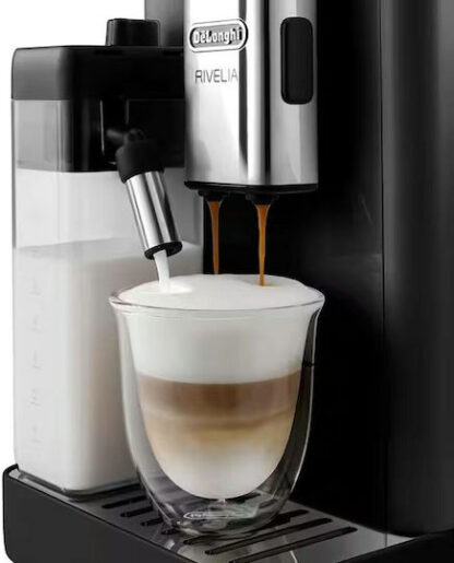 De'Longhi Rivelia Αυτόματη Μηχανή Espresso 1450W Πίεσης 19bar για Cappuccino με Μύλο Άλεσης Onyx Black