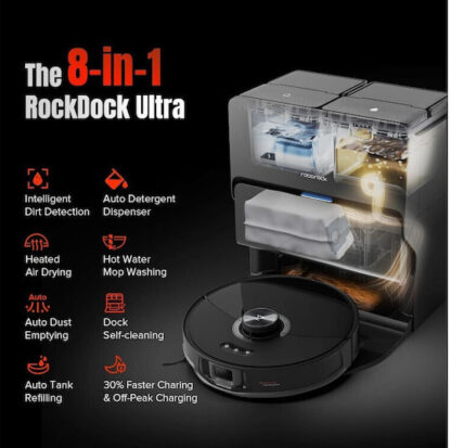 Roborock S8 MaxV Ultra Σκούπα Ρομπότ για Σκούπισμα & Σφουγγάρισμα με Χαρτογράφηση και Wi-Fi Μαύρη