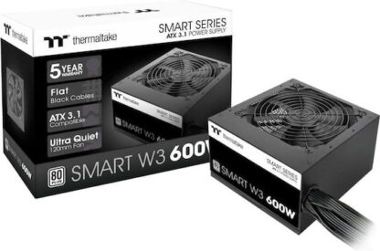 Thermaltake Smart W3 600W Μαύρο Τροφοδοτικό Υπολογιστή Full Wired 80 Plus Standard