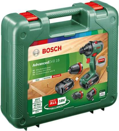 Bosch AdvancedDrill 18 Δραπανοκατσάβιδο Μπαταρίας Brushless 18V 2x2.5Ah Κωδικός: 06039B5008
