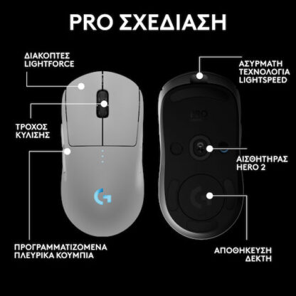Logitech G Pro 2 Lightspeed Ασύρματο RGB Gaming Ποντίκι 44000 DPI Λευκό