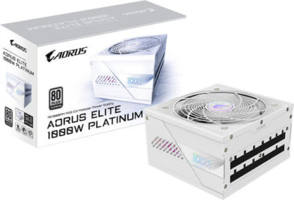 GIGABYTE AORUS ELITE P1000W ICE Power Supply Unit - PCIe 5.0  80 PLUS Platinum  Fully modular design  120mm Fan  ATX 3.0 compatible  EU Plug