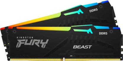Kingston Fury Beast RGB 32GB DDR5 RAM με 2 Modules (2x16GB) και Ταχύτητα 6000 για Desktop Κωδικός: KF560C30BBAK2-32