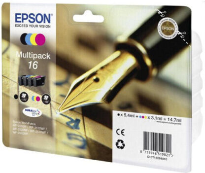 Epson 16 Γνήσιο Πακέτο 4 Μελανιών Εκτυπωτή InkJet Κίτρινο / Κυανό / Ματζέντα / Μαύρο (C13T16264010 C13T16264012)