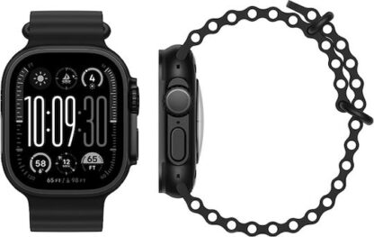 Apple Watch Ultra 2 2024 Titanium 49mm Αδιάβροχο με eSIM και Παλμογράφο (Black με Black Ocean Band)