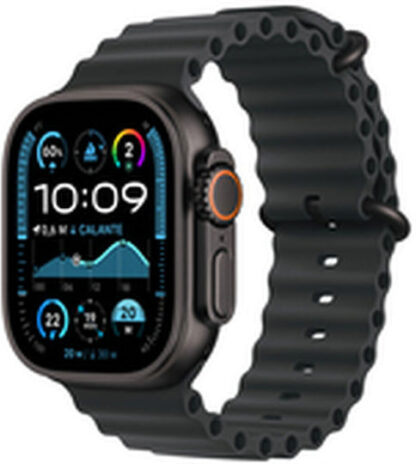 Apple Watch Ultra 2 2024 Titanium 49mm Αδιάβροχο με eSIM και Παλμογράφο (Black με Black Ocean Band)