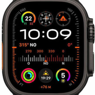 Apple Watch Ultra 2 2024 Titanium 49mm Αδιάβροχο με eSIM και Παλμογράφο (Black με Black Ocean Band)
