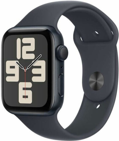 Apple Watch SE 2024 Aluminium 44mm Αδιάβροχο με Παλμογράφο (Midnight με Midnight Sport Band (M/L))