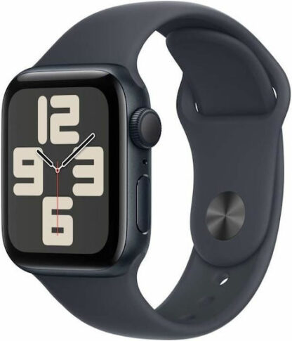 Apple Watch SE 2024 Aluminium 40mm Αδιάβροχο με Παλμογράφο (Midnight με Midnight Sport Band (M/L))