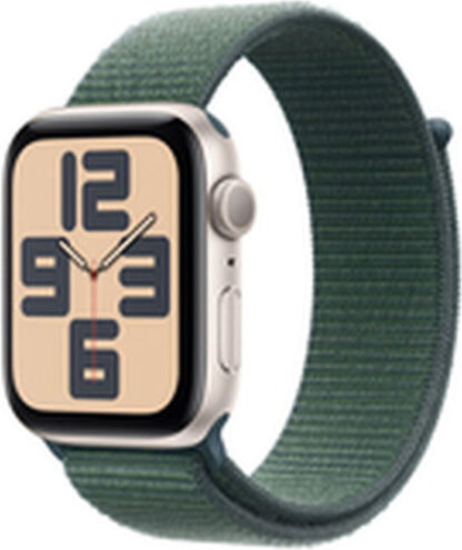 Apple Watch SE 2024 Aluminium 44mm Αδιάβροχο με Παλμογράφο (Starlight με Lake Green Sport Loop)