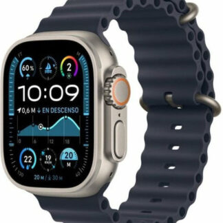 Apple Watch Ultra 2 2024 Titanium 49mm Αδιάβροχο με eSIM και Παλμογράφο (Black με Black Ocean Band)