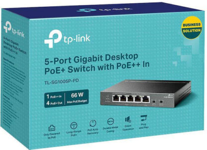 TP-LINK TL-SG1005P-PD v1 Unmanaged L2 PoE Switch με 5 Θύρες Gigabit (1Gbps) Ethernet