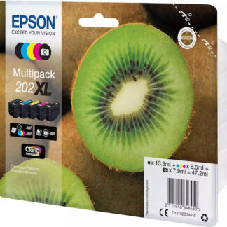 Epson 202 Γνήσιο Πακέτο 5 Μελανιών Εκτυπωτή InkJet Photo Μαύρο / Κίτρινο / Κυανό / Ματζέντα / Μαύρο (C13T02E74010 C13T02E74020)