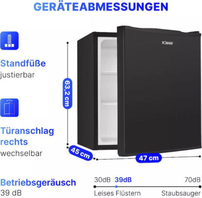 Bomann Mini Bar 58lt Υ63xΠ47xΒ45εκ. Μαύρο KB 7347