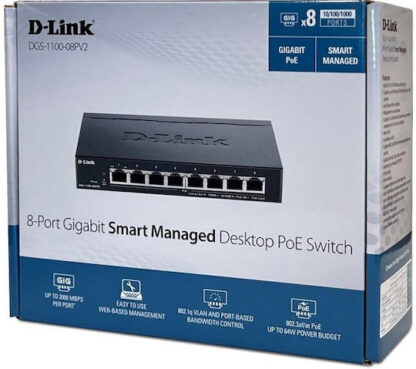D-Link DGS-1100-08PV2 Managed L2 PoE+ Switch με 8 Θύρες Ethernet